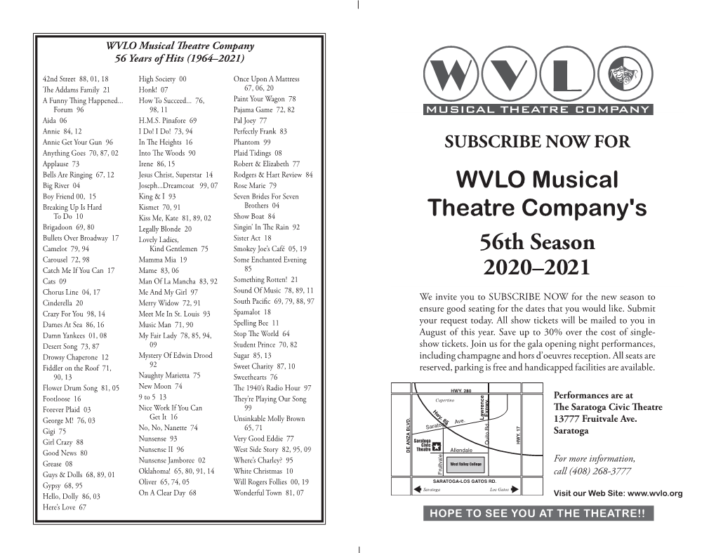 WVLO Musical Theatre Company's 56Th Season 2020–2021