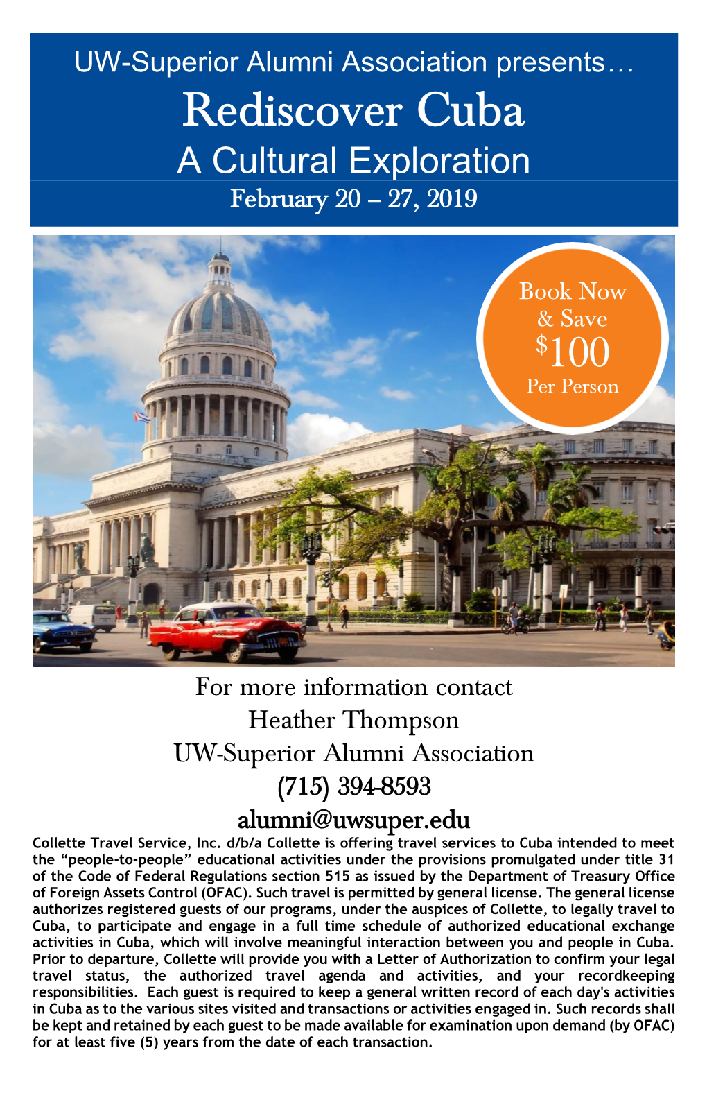 Rediscover Cuba a Cultural Exploration February 20 – 27, 2019