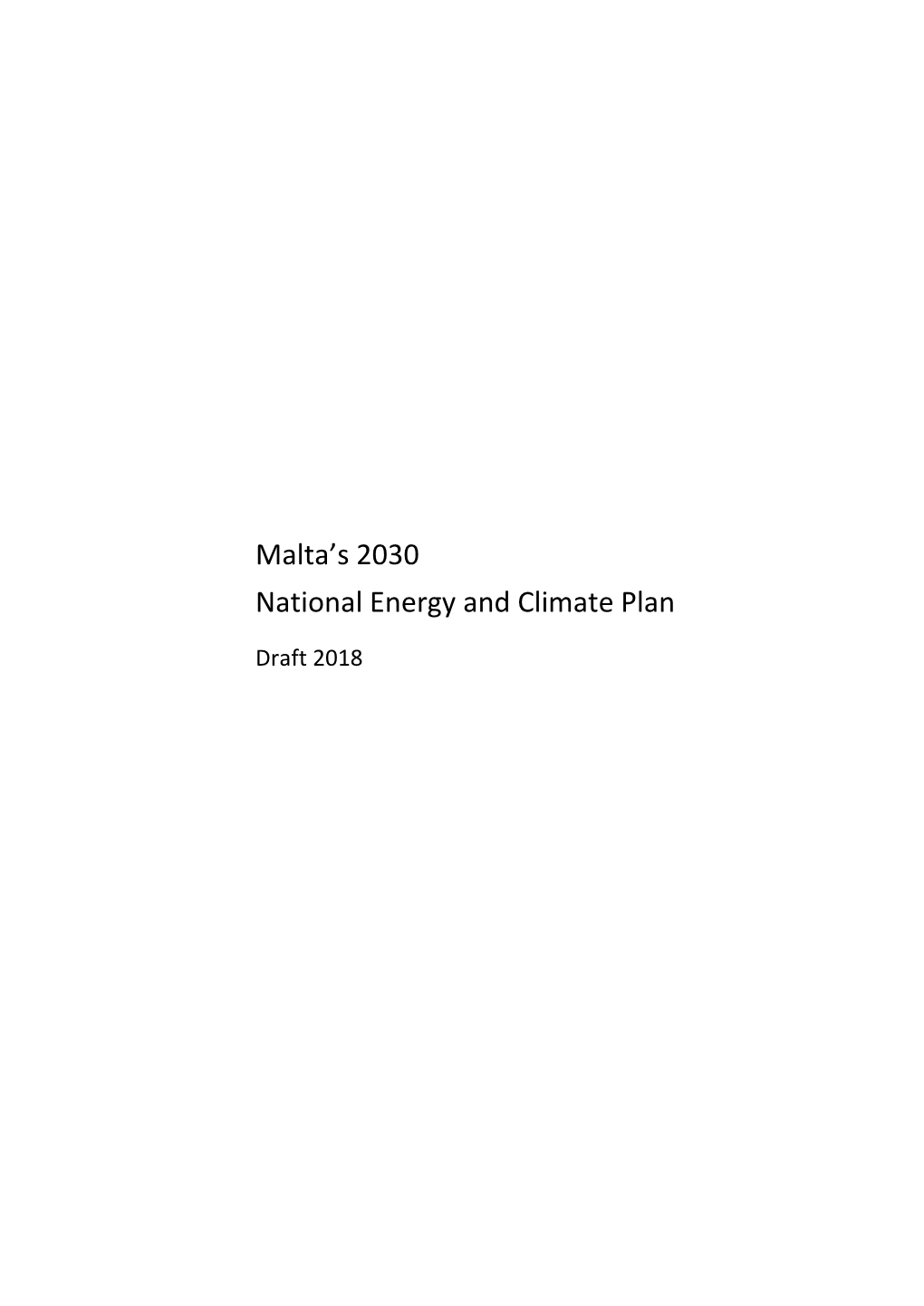 Malta's 2030 National Energy and Climate Plan