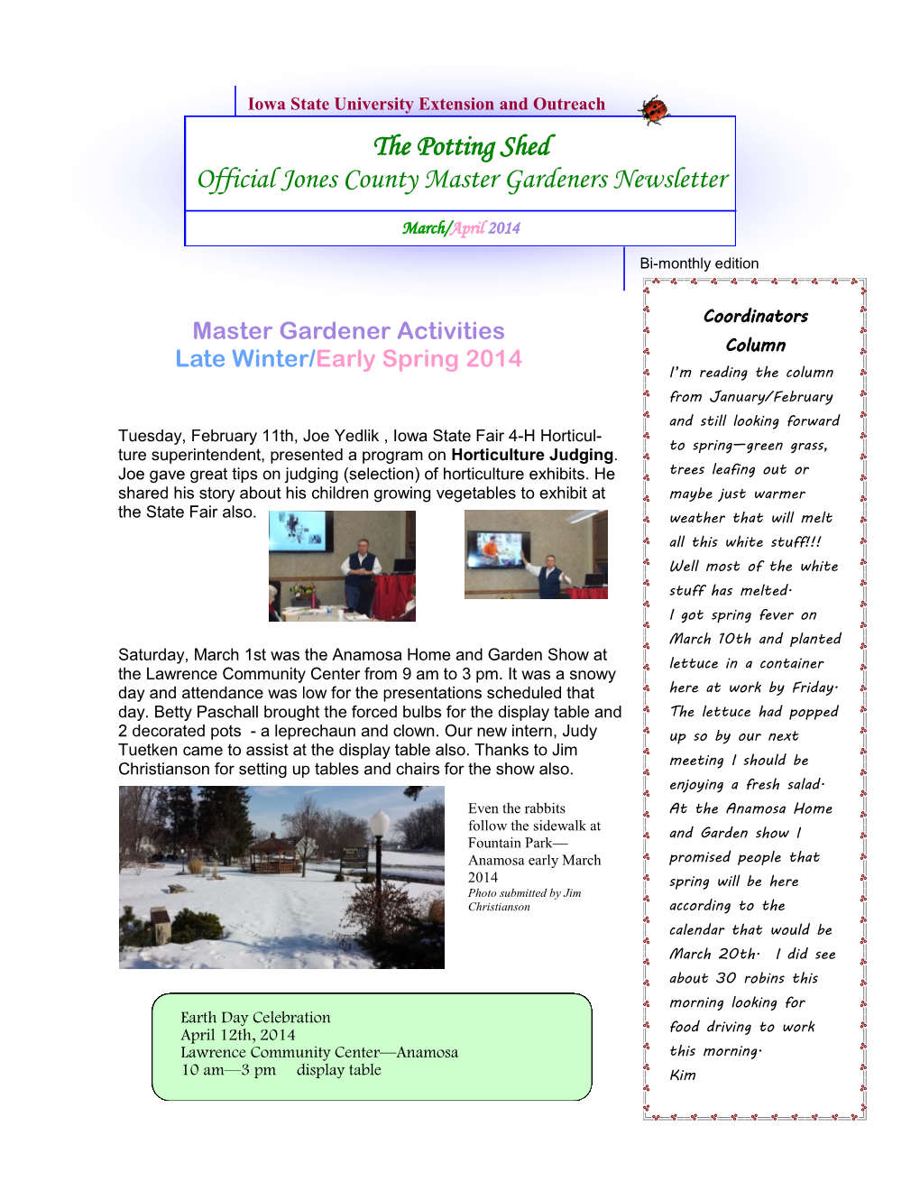 The Potting Shed Official Jones County Master Gardeners Newsletter