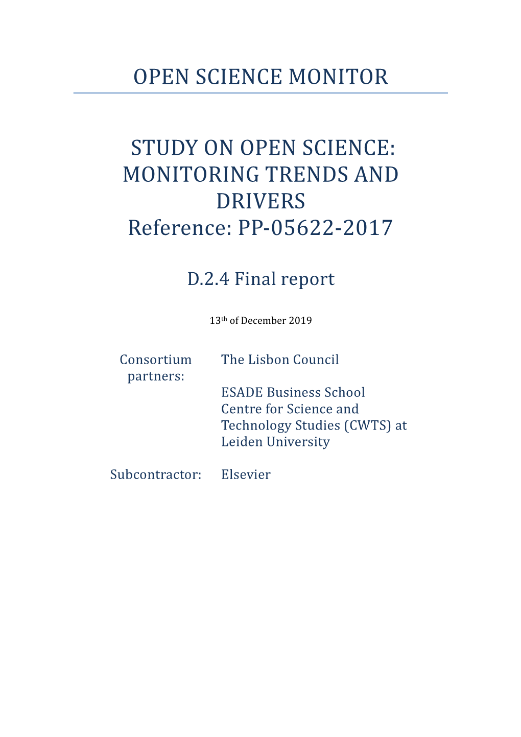 Open Science Monitor Study on Open