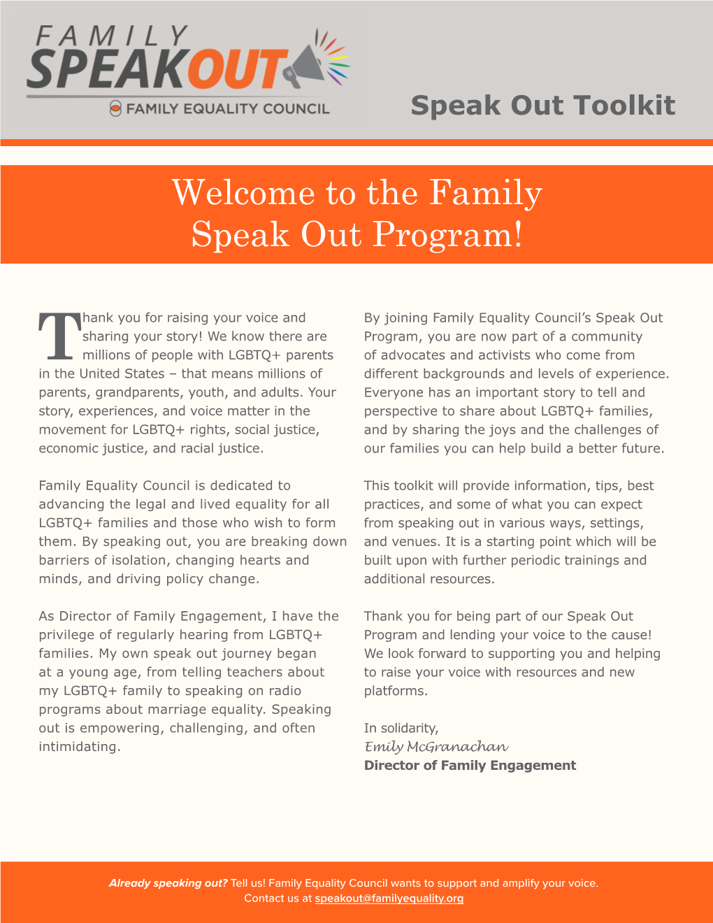 The Family Speak out Program!