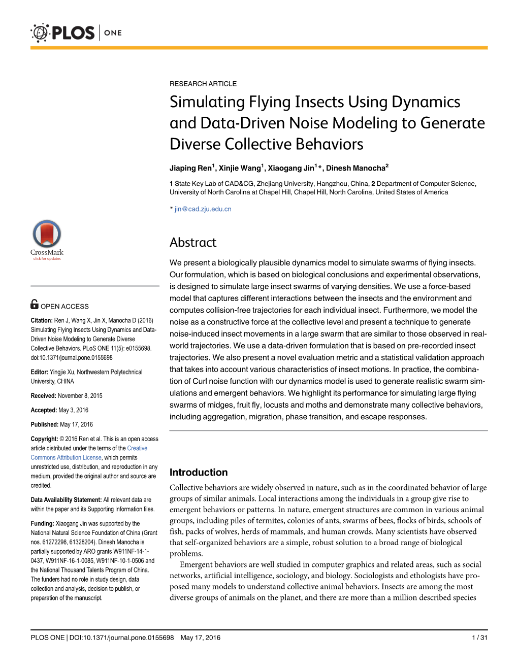 Simulating Flying Insects Using Dynamics and Data-Driven Noise Modeling to Generate Diverse Collective Behaviors