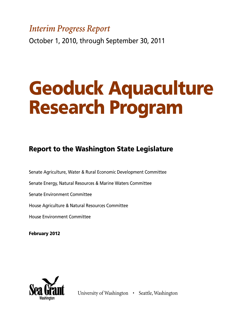 Geoduck Aquaculture Research Program