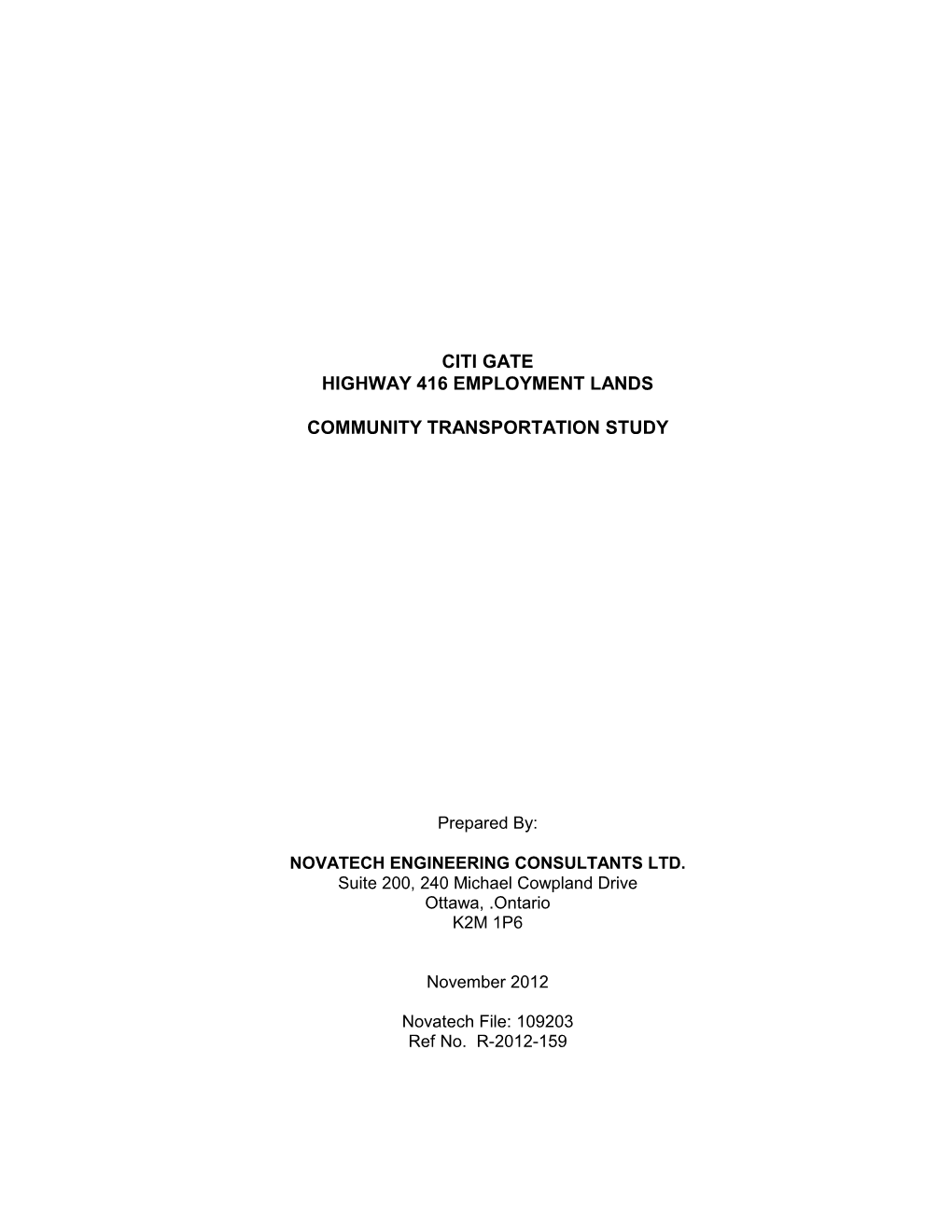 Citi Gate Highway 416 Employment Lands Community Transportation Study