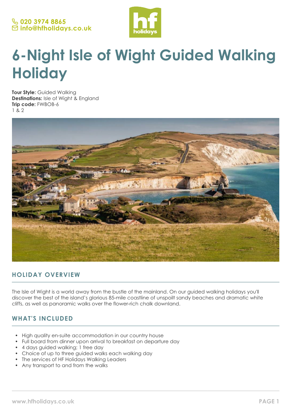 6-Night Isle of Wight Guided Walking Holiday