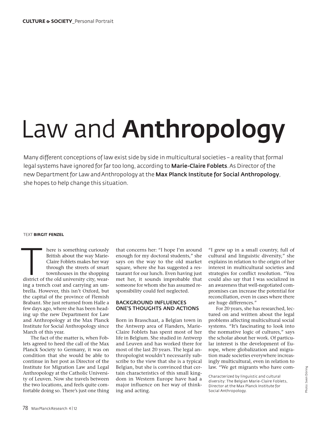 Law and Anthropology | Maxplanckresearch 4/2012: Society