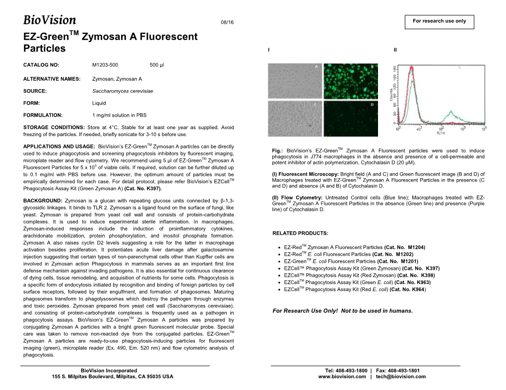 M1203-EZ-Greentm Zymosan a Fluorescent Particles