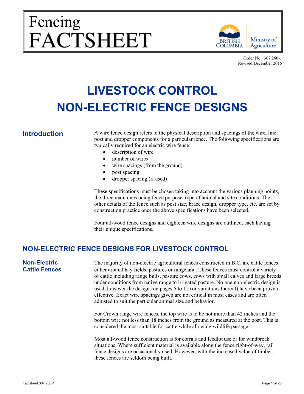Livestock Control Non-Electric Fence Designs