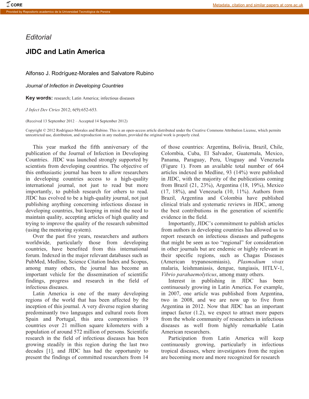 Editorial JIDC and Latin America