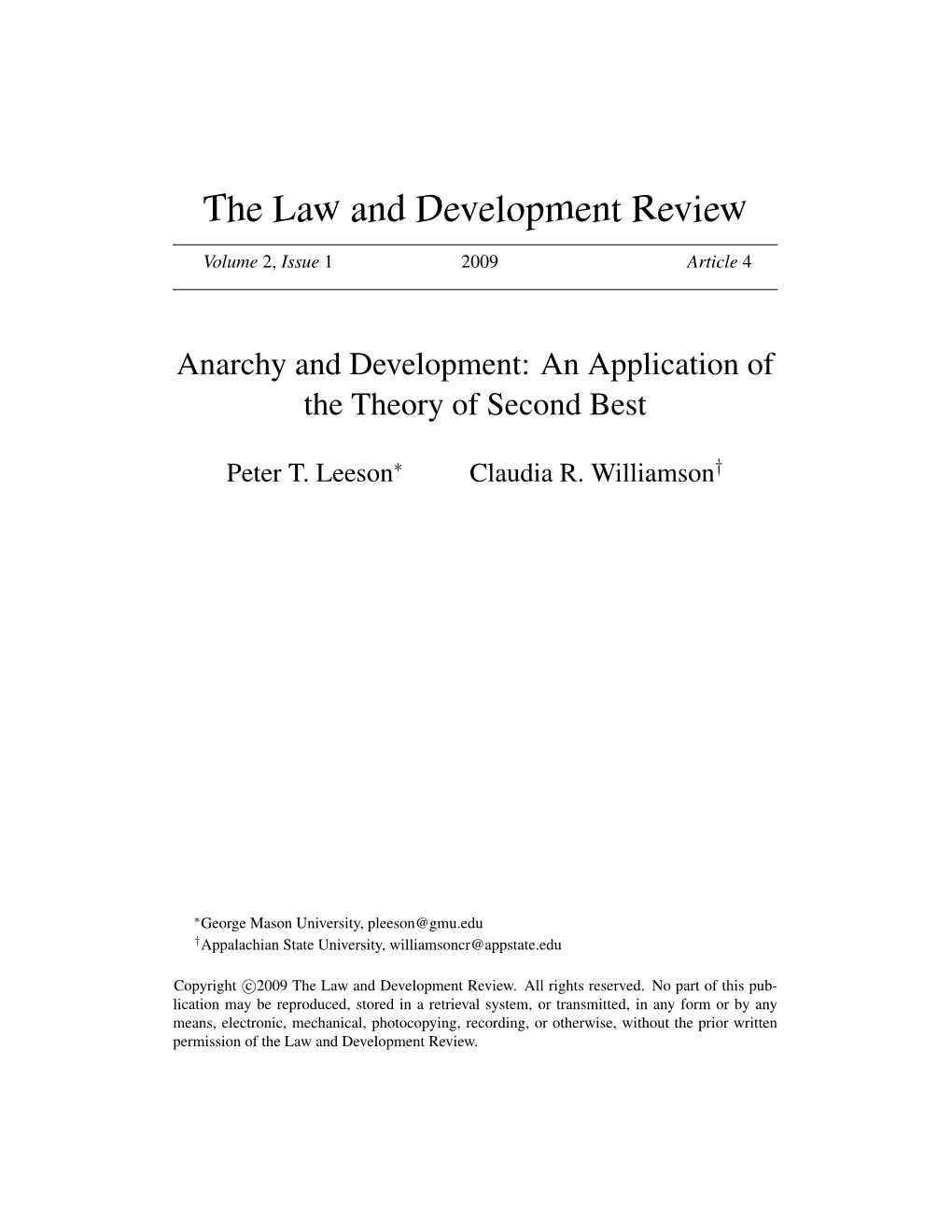 Anarchy and Development: an Application of the Theory of Second Best