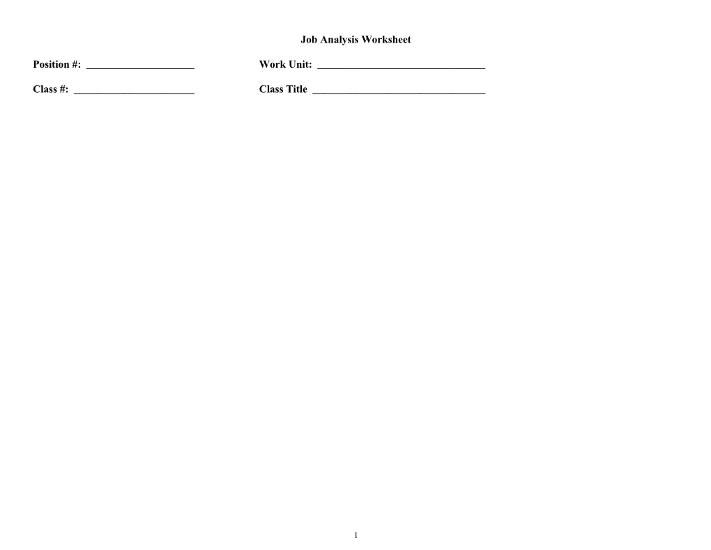 Job Analysis Worksheet