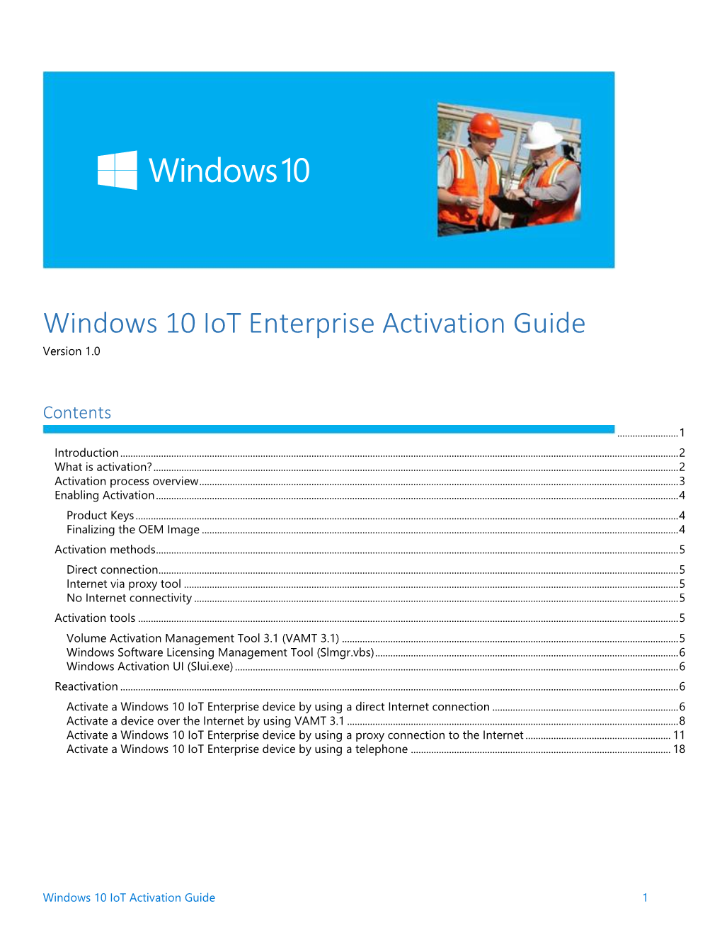 Windows 10 Iot Enterprise Activation Guide Version 1.0