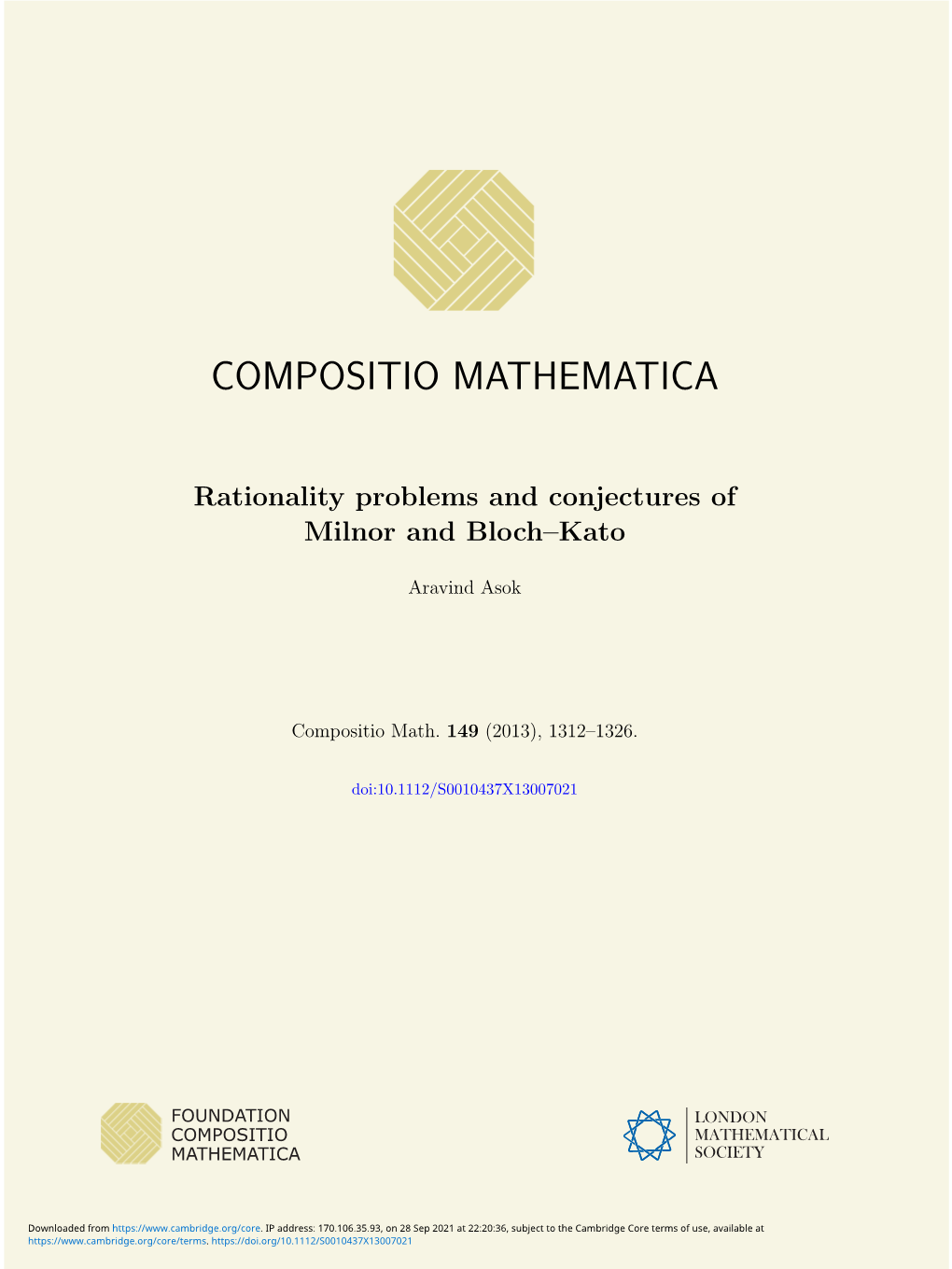 Rationality Problems and Conjectures of Milnor and Bloch--Kato