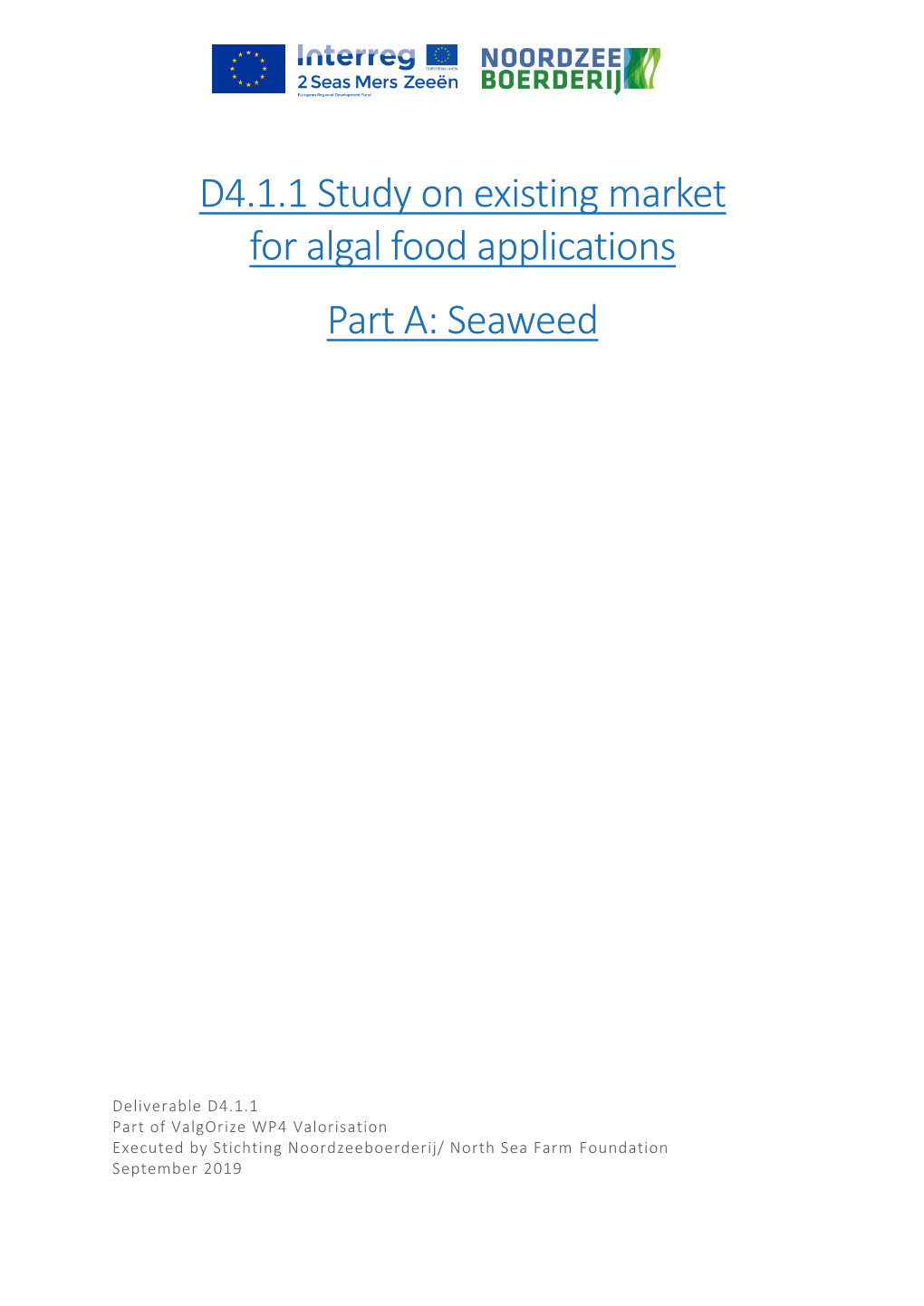 Study on the Existing Markets for Seaweed Food Applications