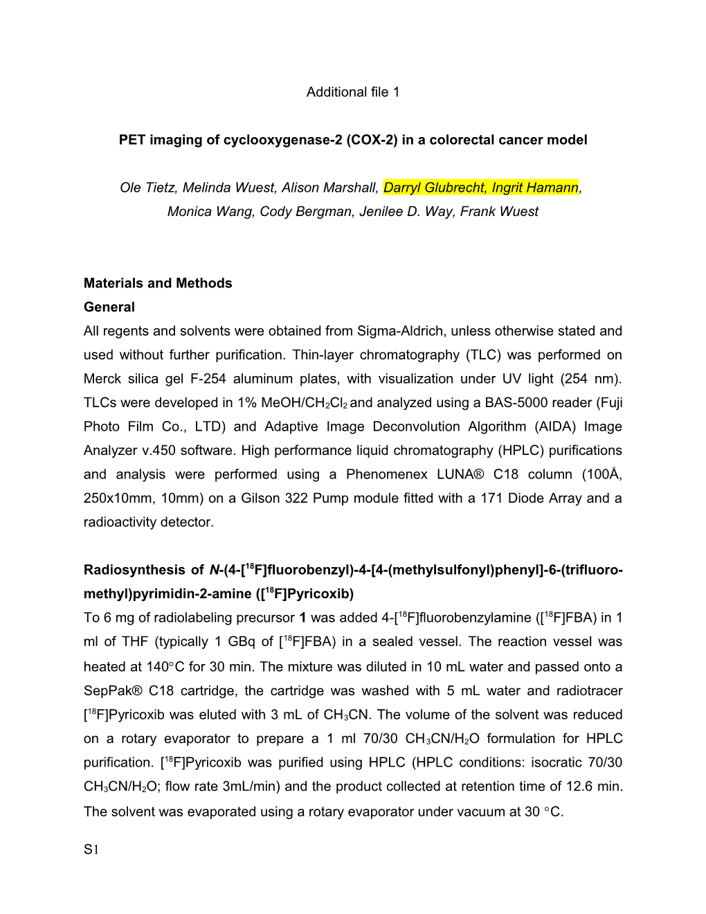 PET Imaging of Cyclooxygenase-2 (COX-2) in a Colorectal Cancer Model