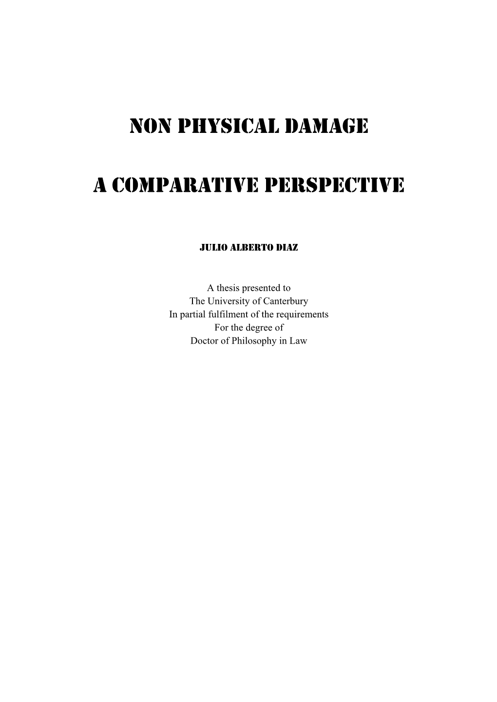 Non Physical Damage a Comparative Perspective