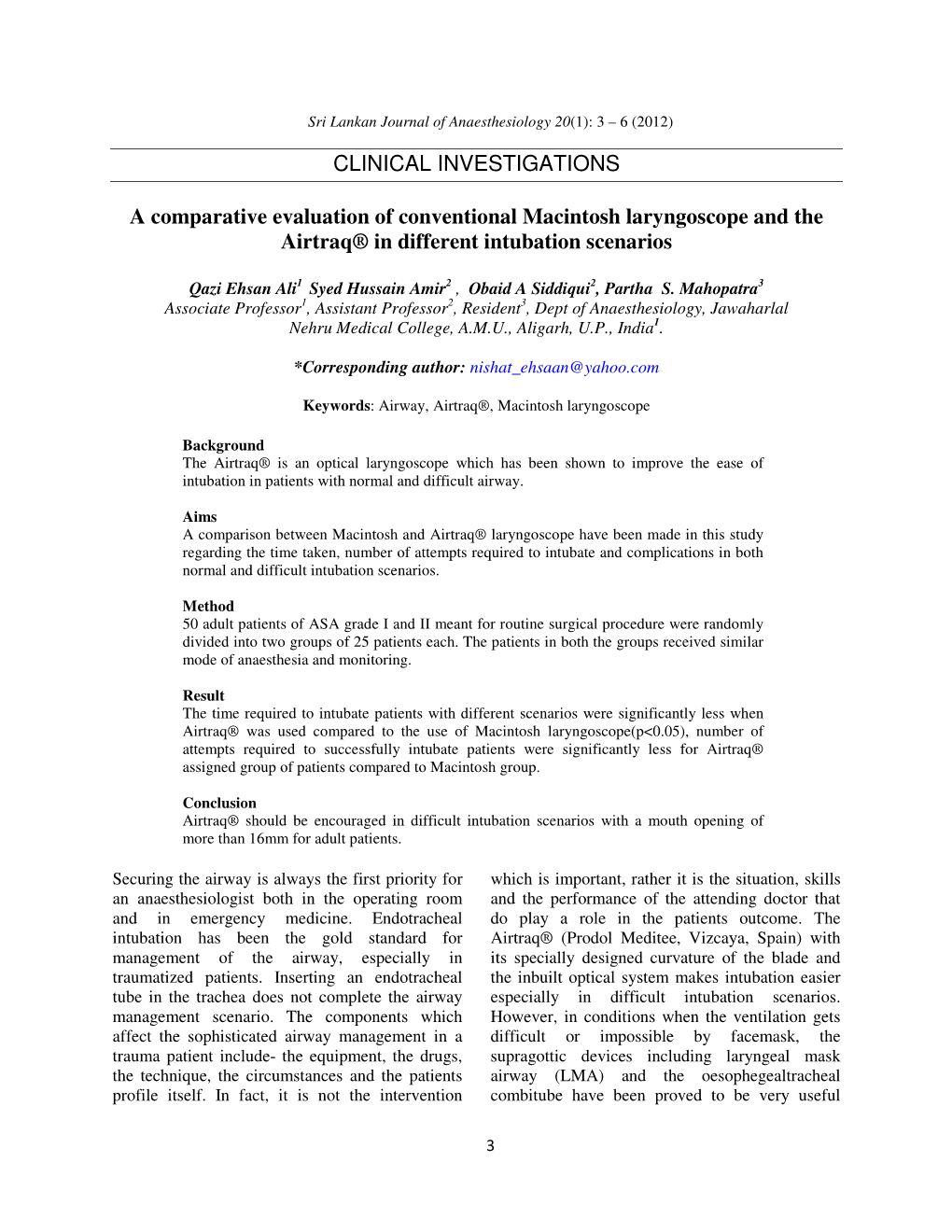 CLINICAL INVESTIGATIONS a Comparative Evaluation Of