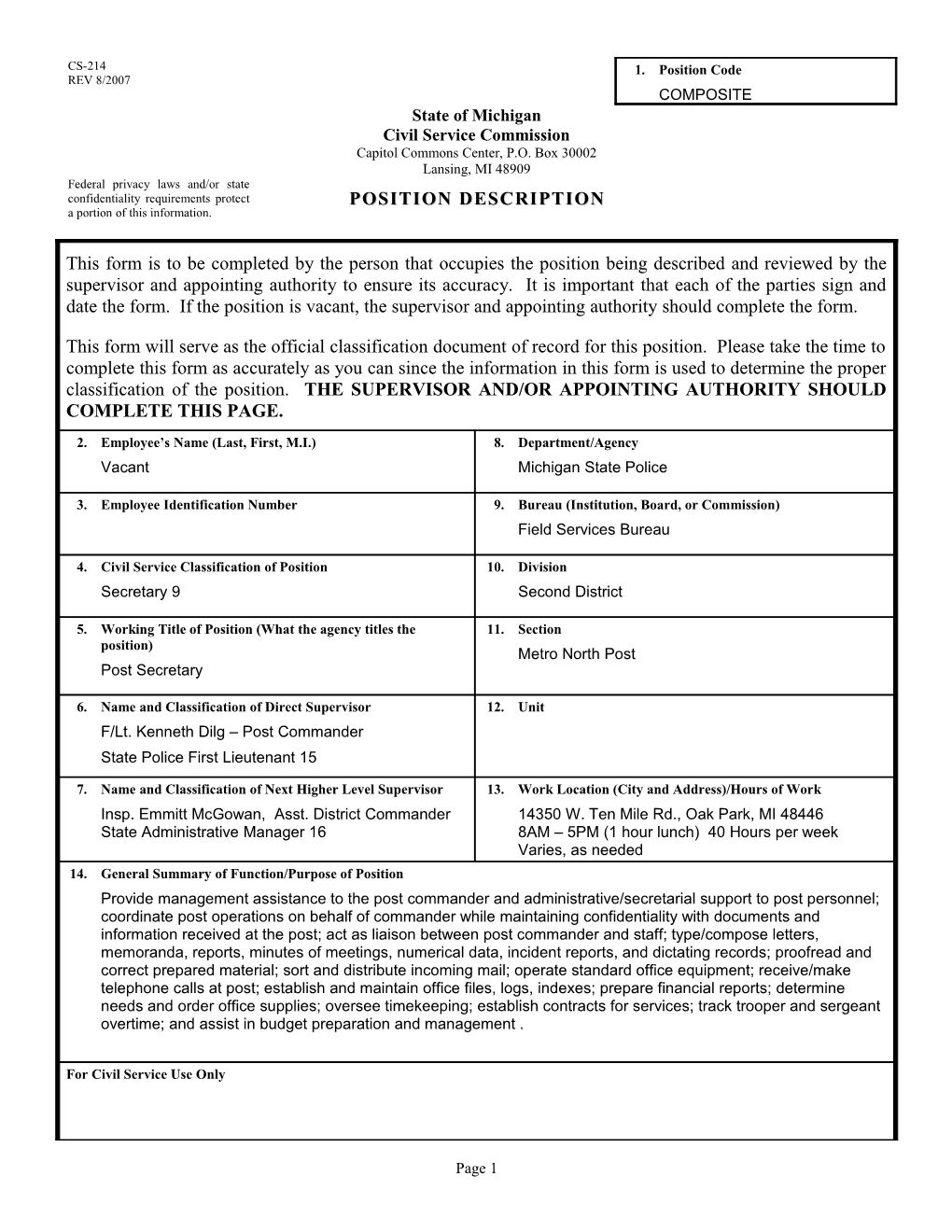 CS-214 Position Description Form s10