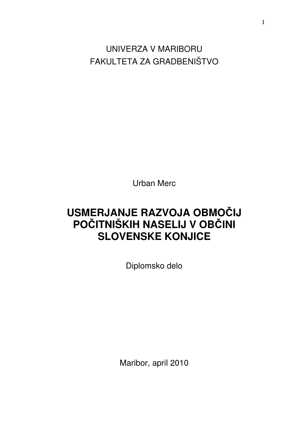 Usmerjanje Razvoja Območij Počitniških Naselij V Občini