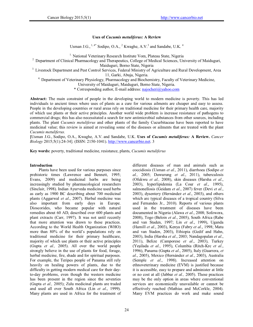 Uses of Cucumis Metuliferus: a Review