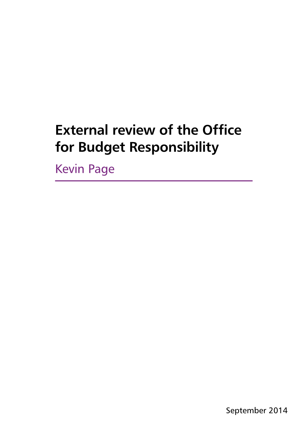 First External Review of the OBR