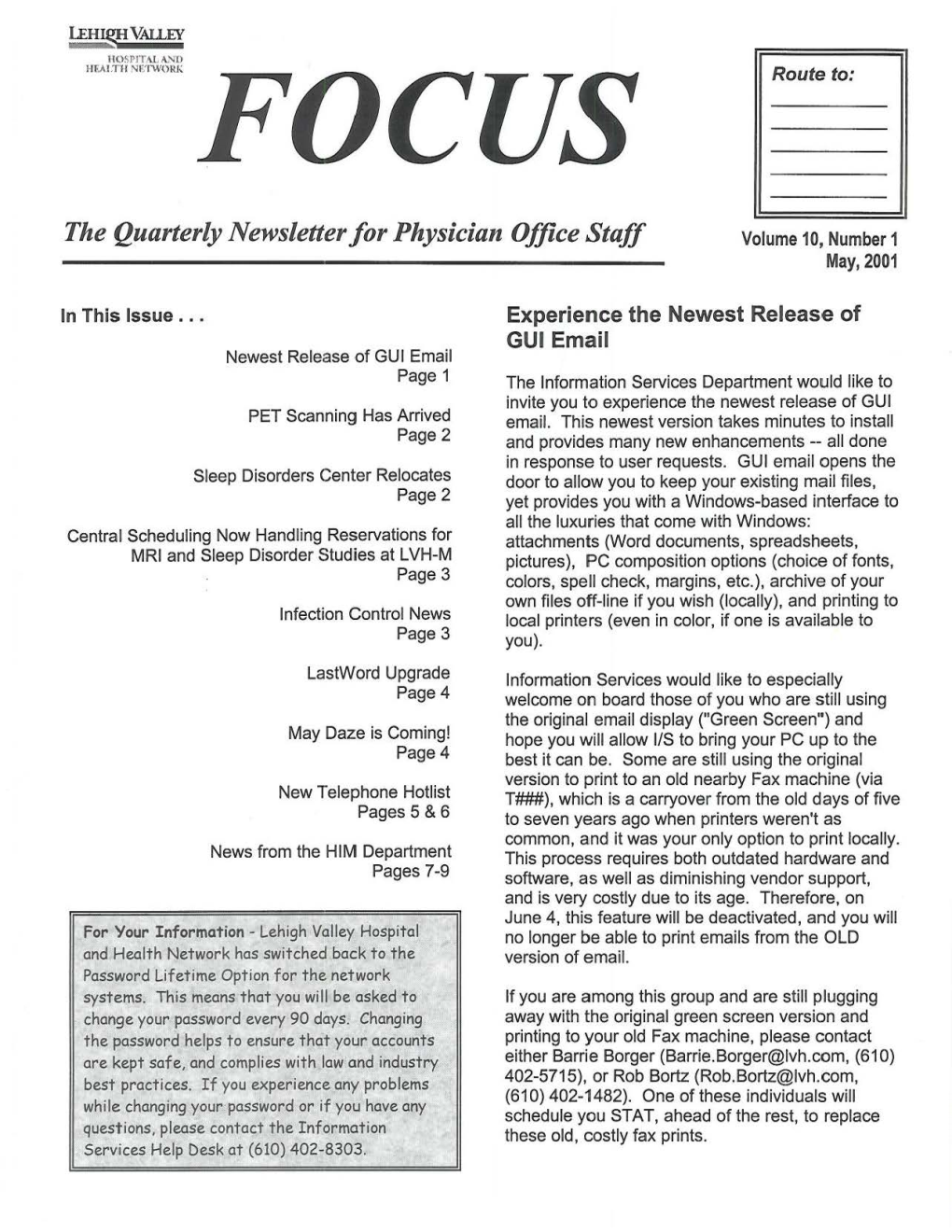 Focus: the Quarterly Newsletter for Physician Office Staff