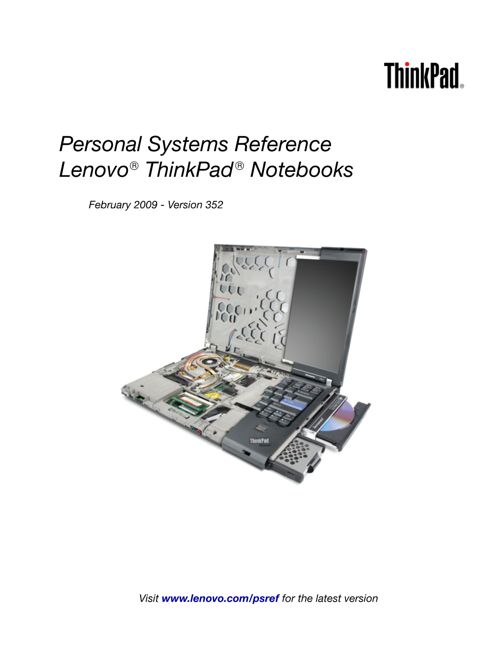 Personal Systems Reference Lenovo Thinkpad Notebooks