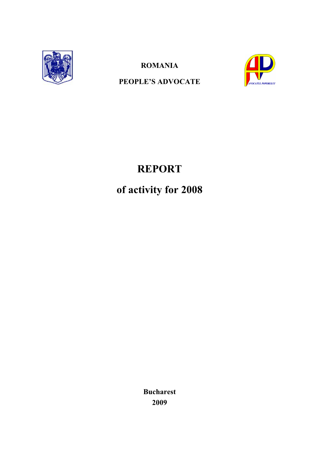 REPORT of Activity for 2008