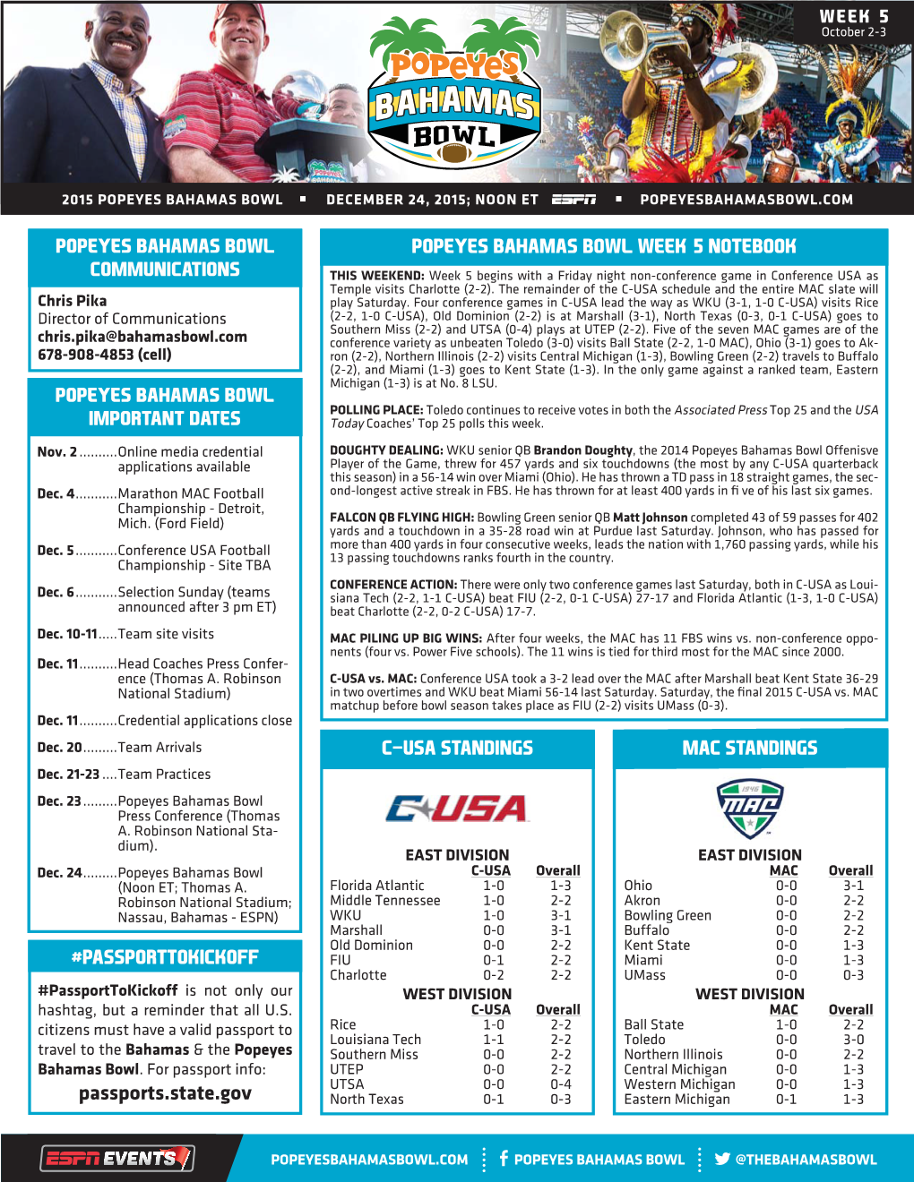 2015 Popeyes Bahamas Bowl Weekly Release