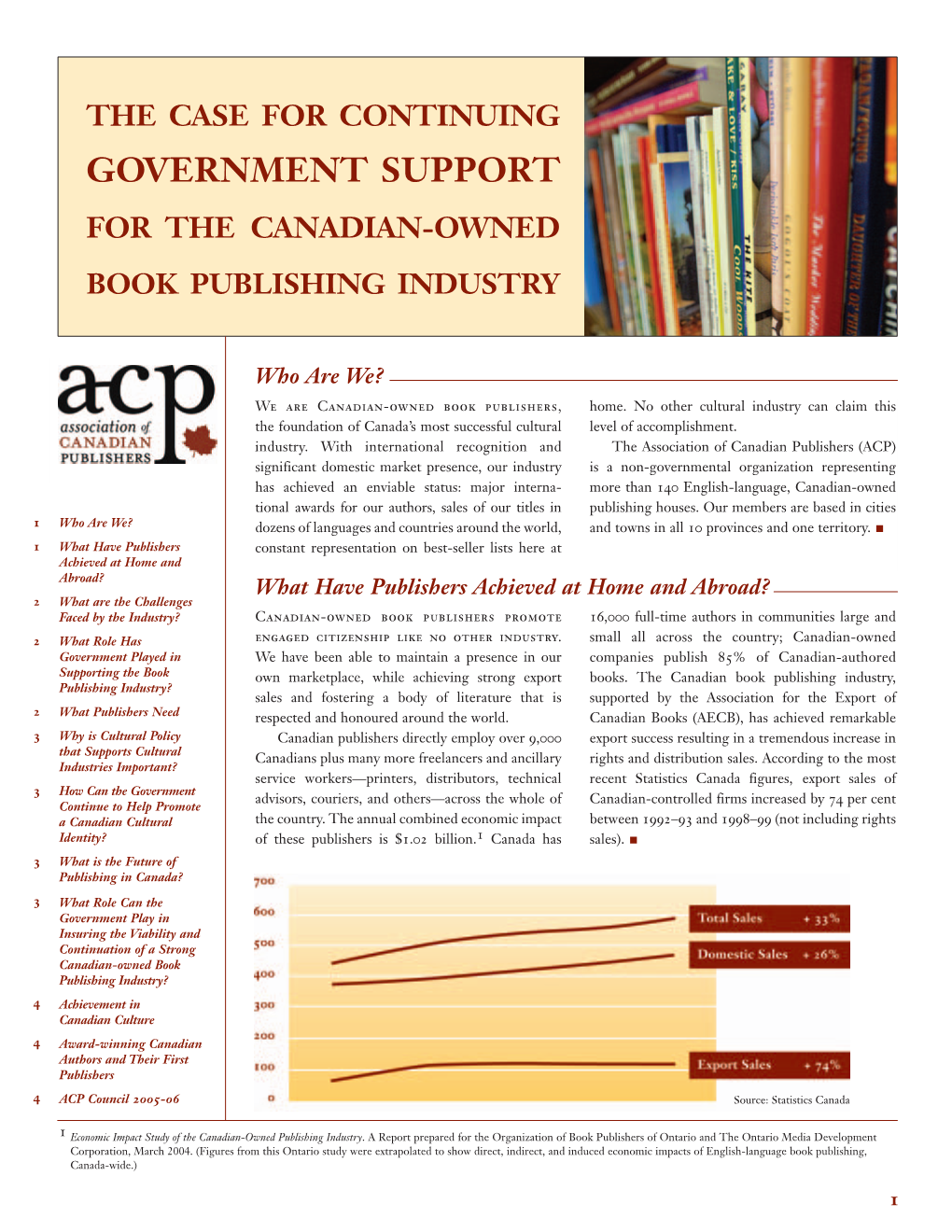 Government Support for the Canadian-Owned Book Publishing Industry