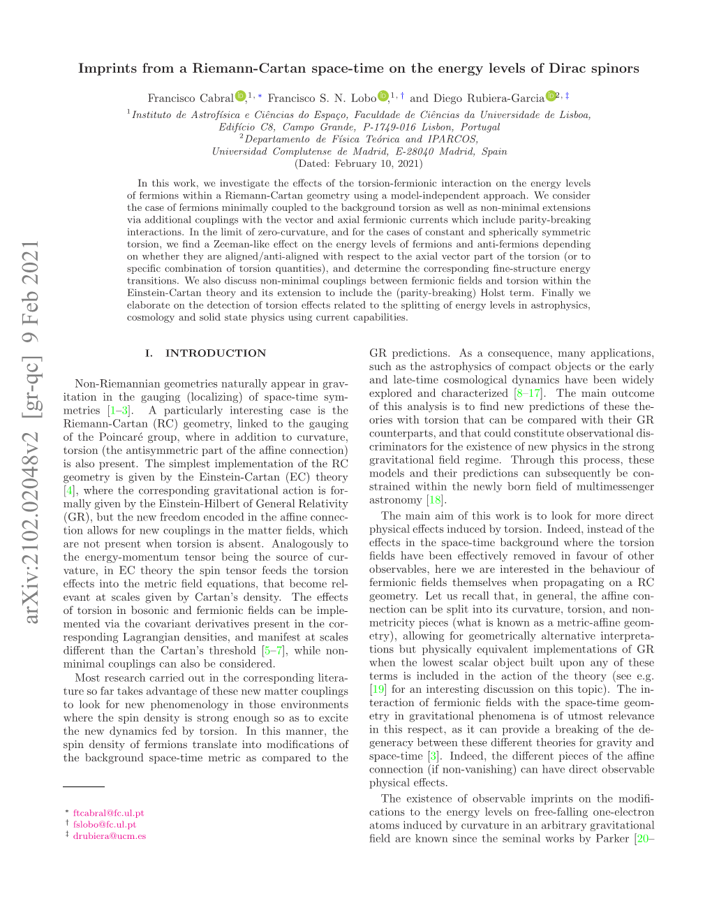 Arxiv:2102.02048V2 [Gr-Qc] 9 Feb 2021