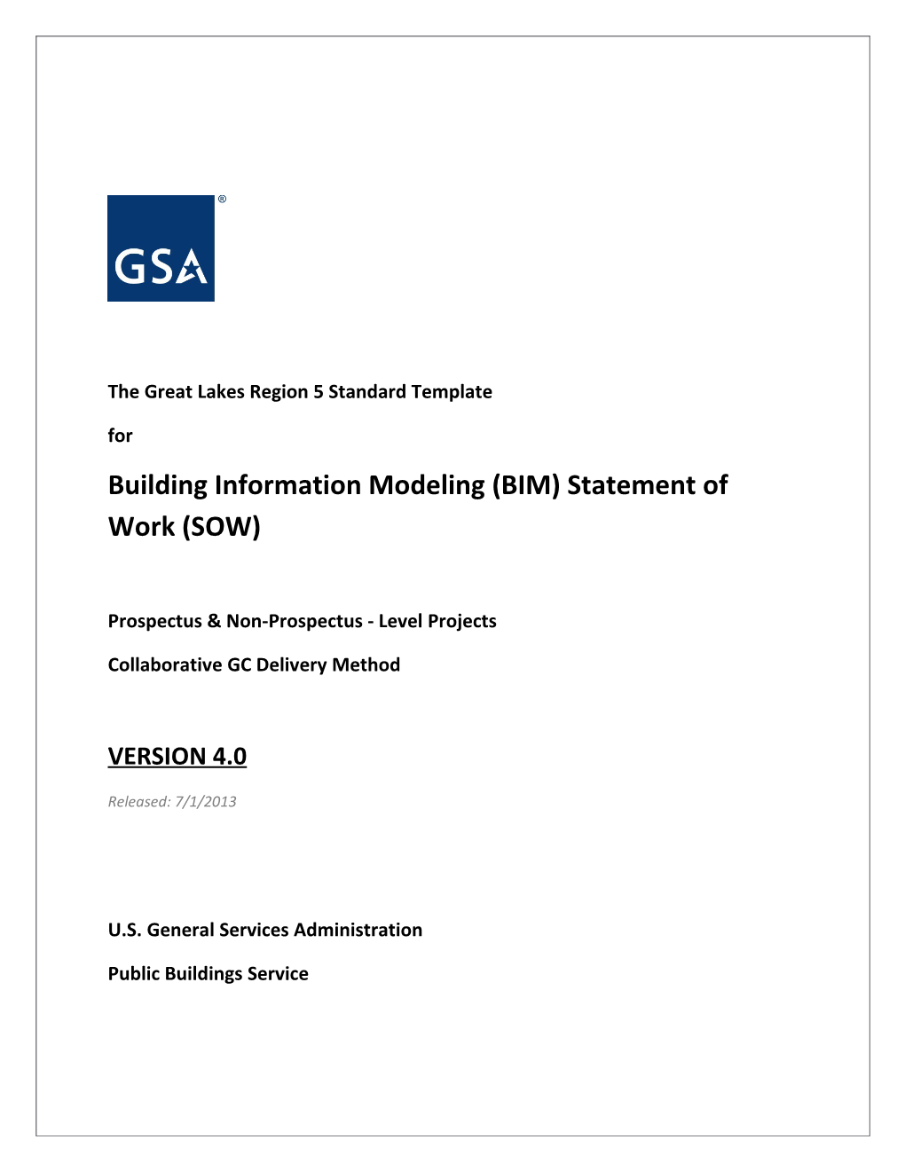 Building Information Modeling (BIM) Statement of Work (SOW)