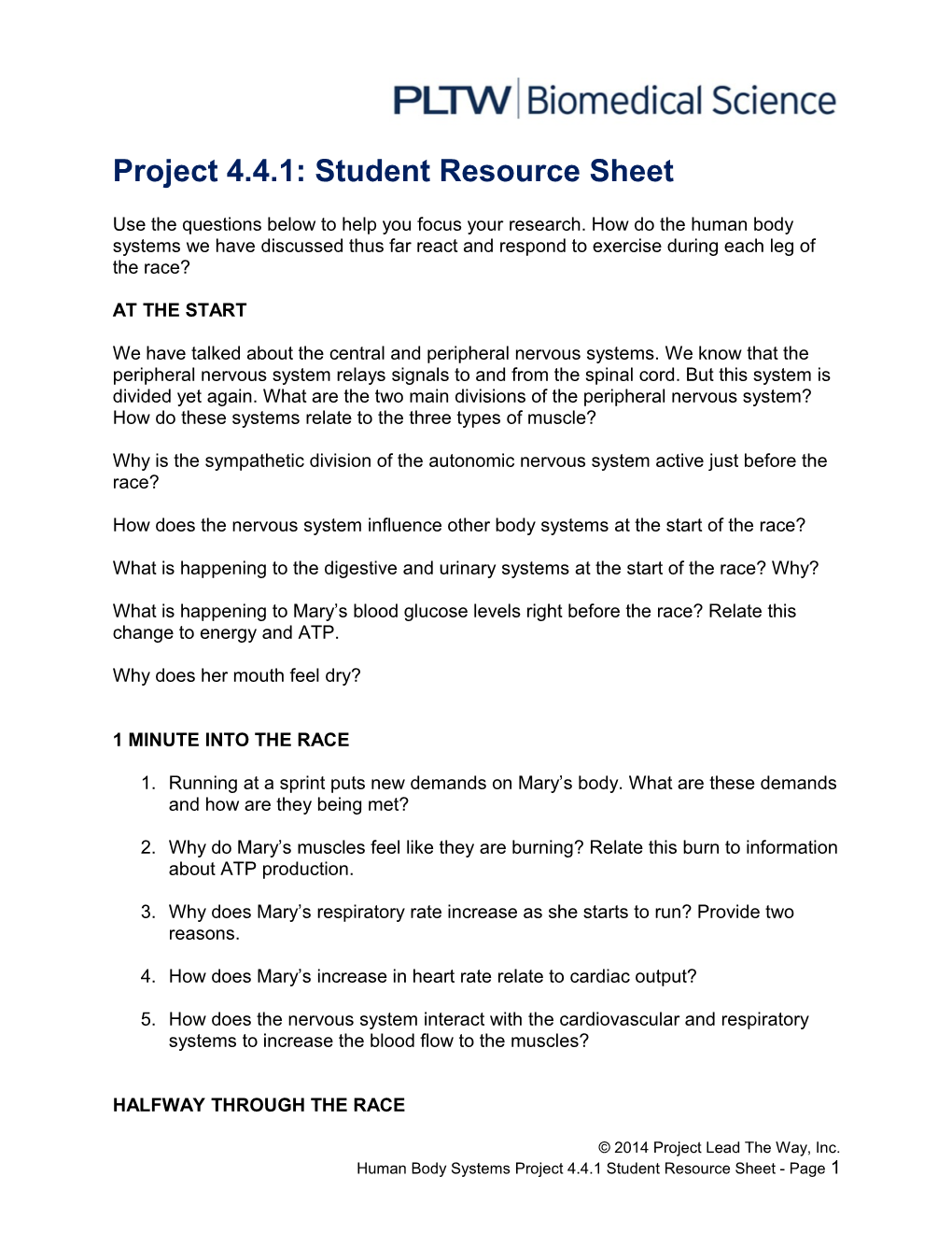 Project 4.4.1: Student Resource Sheet