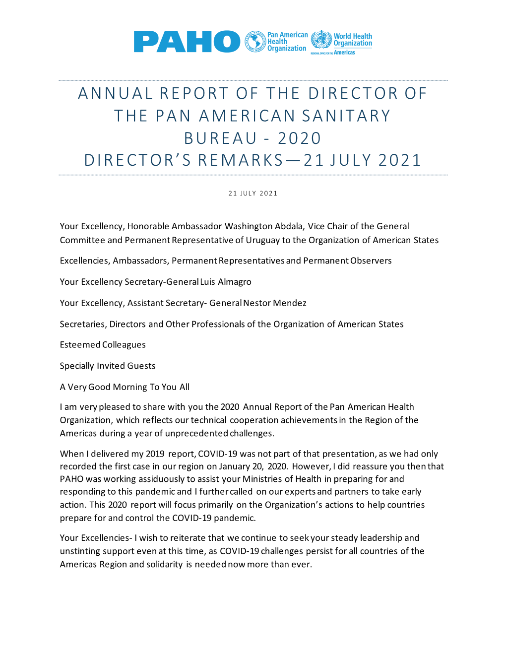 Director's Remarks to the OAS -2020