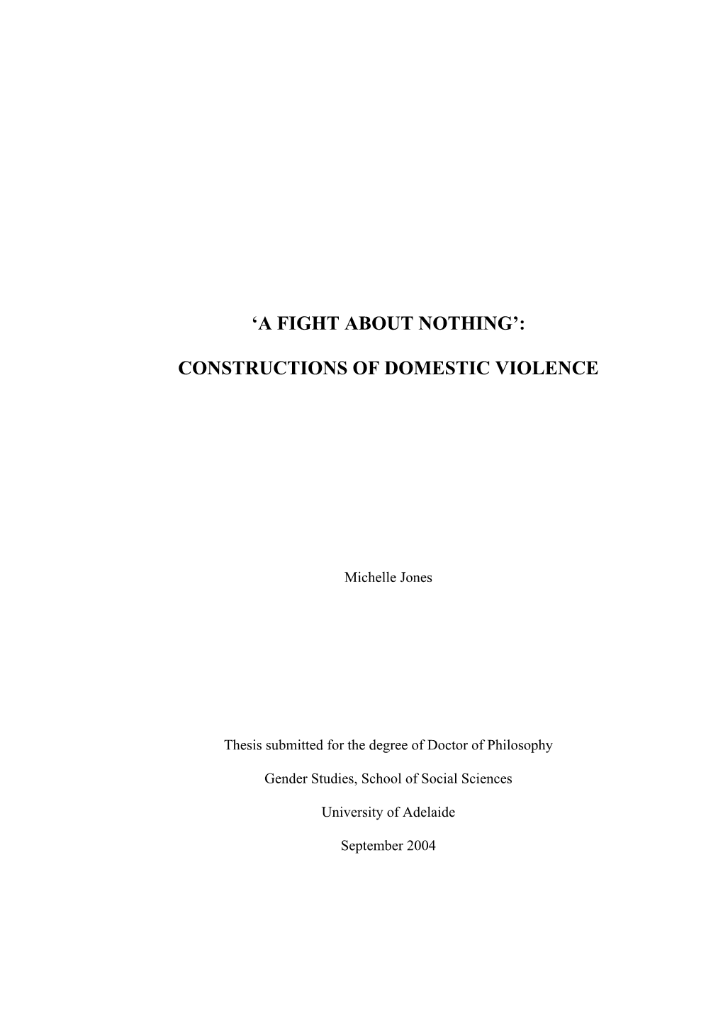 Constructions of Domestic Violence