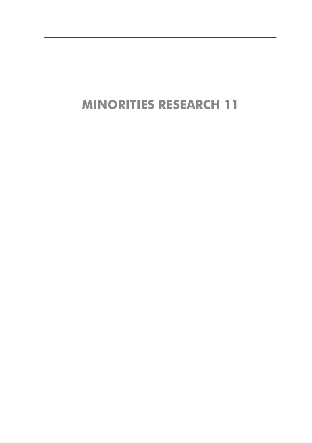 Minorities Research 11 Minorities Research