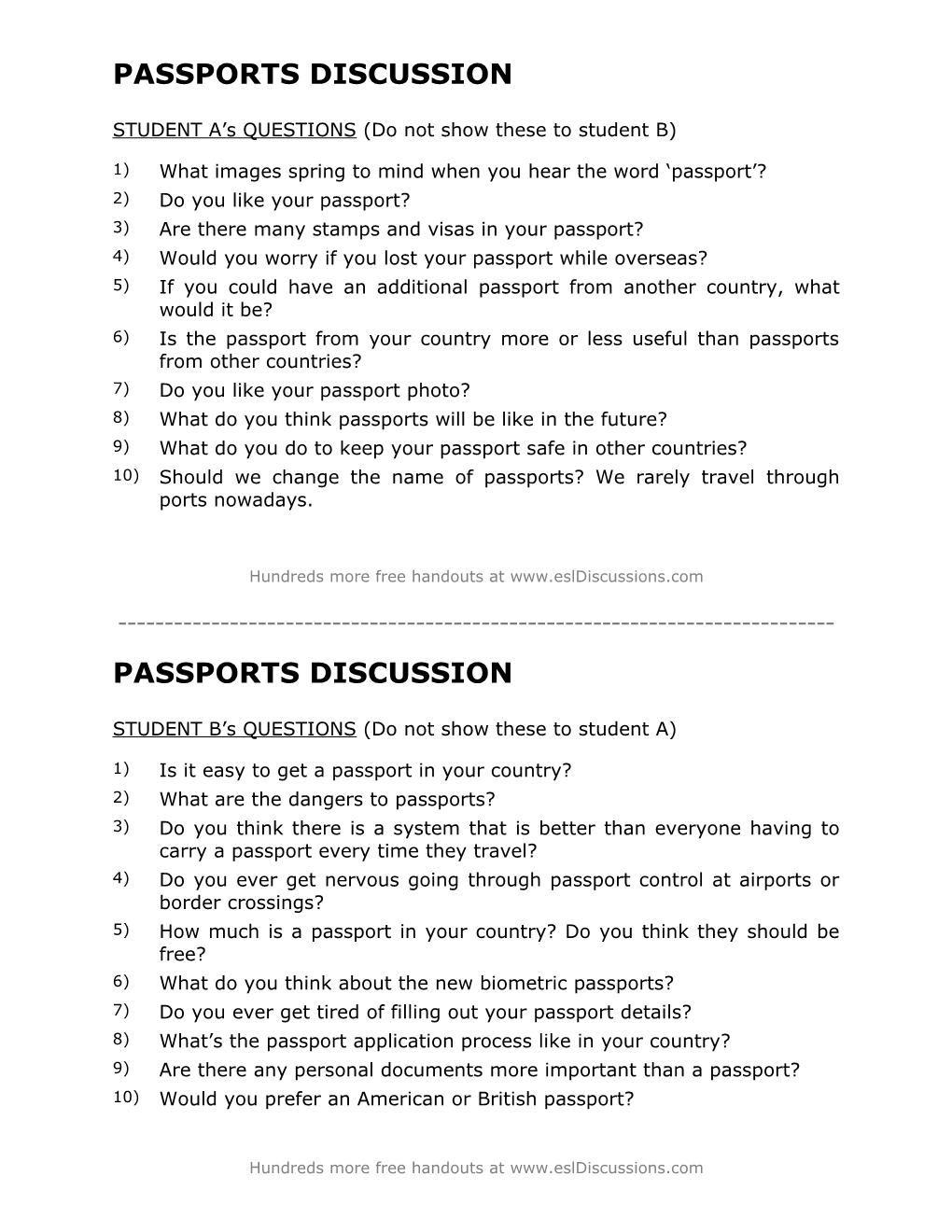 ESL Conversation Lesson on Passports