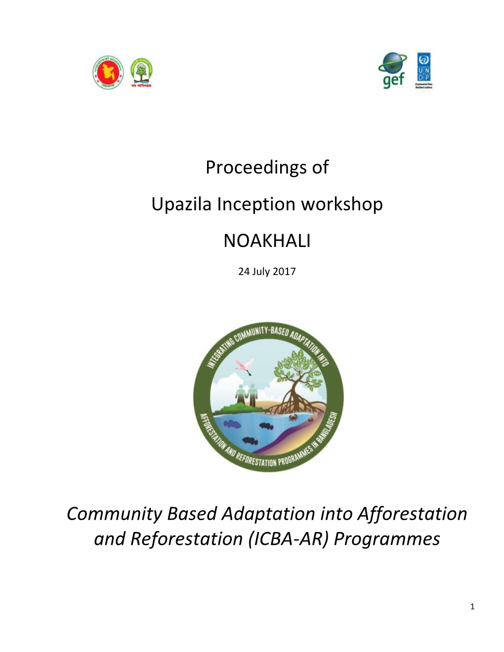 Proceedings of Upazila Inception Workshop NOAKHALI