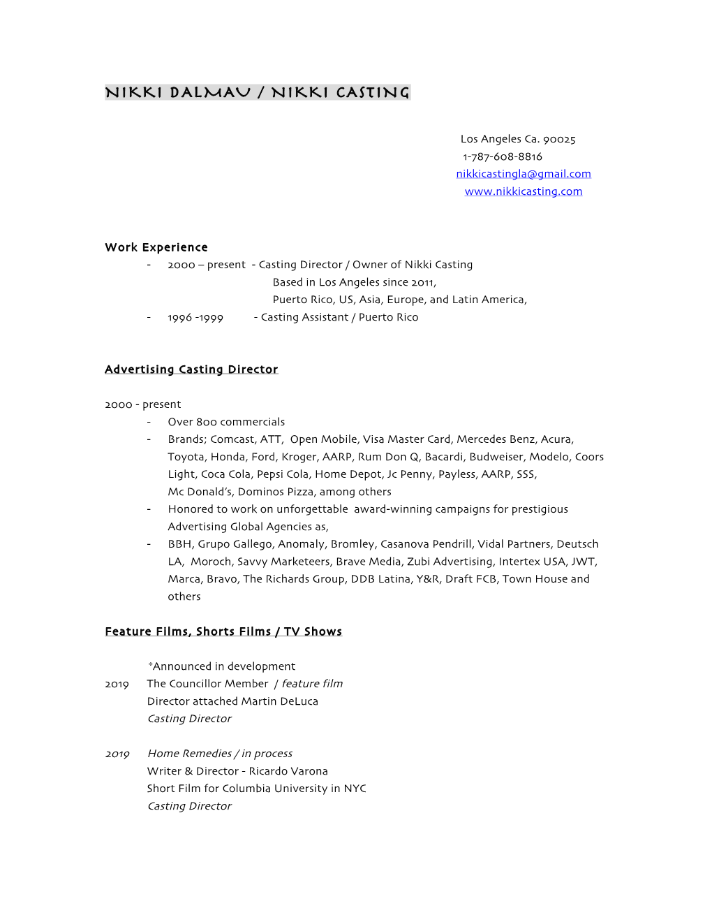 Nikki Dalmau Resume 2019