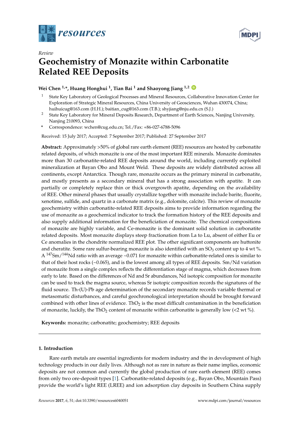 Geochemistry of Monazite Within Carbonatite Related REE Deposits