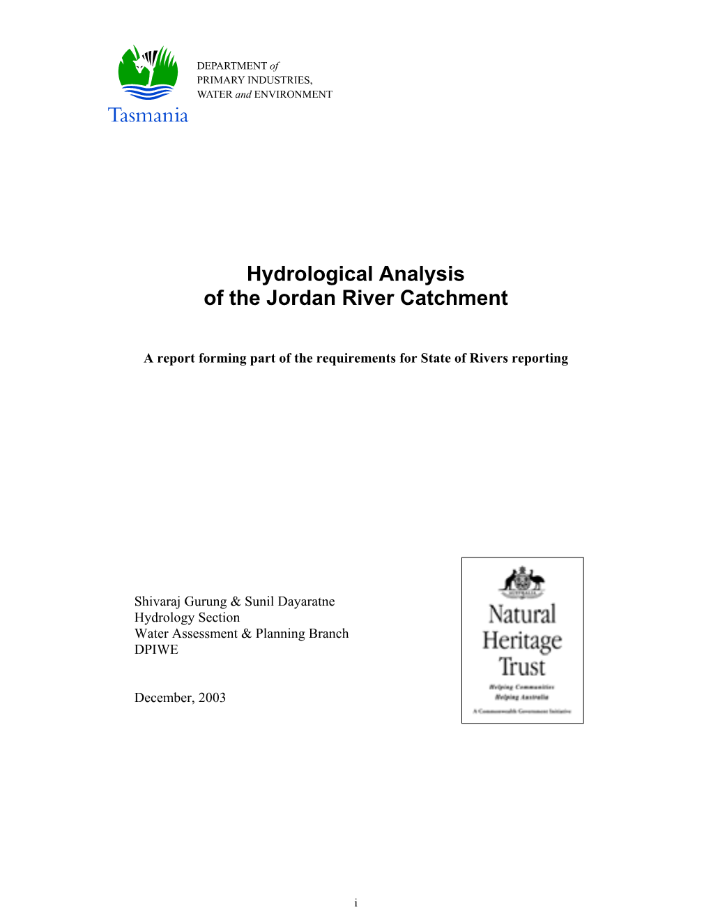 Hydrological Analysis of the Jordan River Catchment