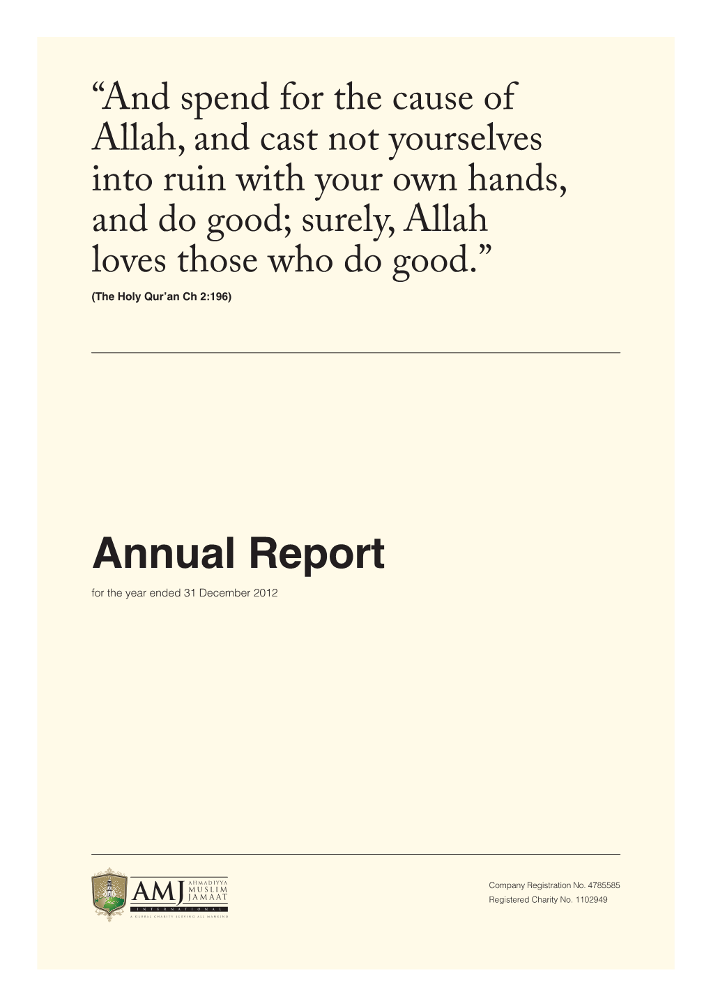 Annual Report for the Year Ended 31 December 2012