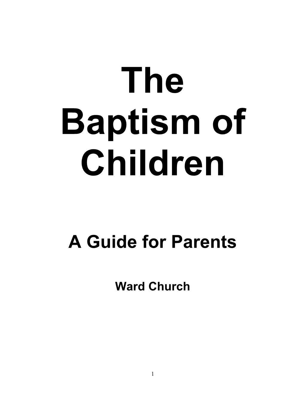 The Baptism of Children