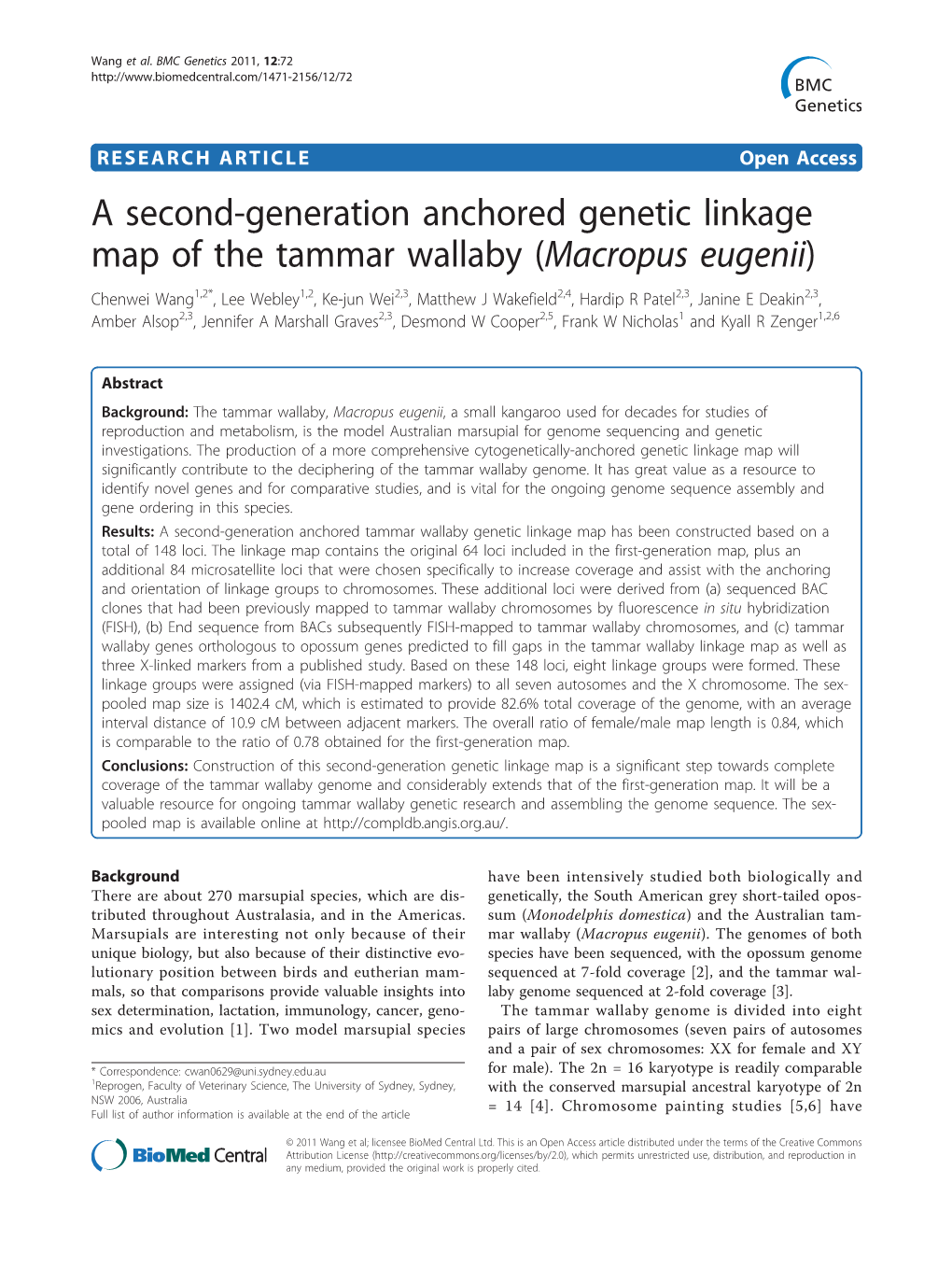 A Second-Generation Anchored Genetic Linkage Map of the Tammar Wallaby