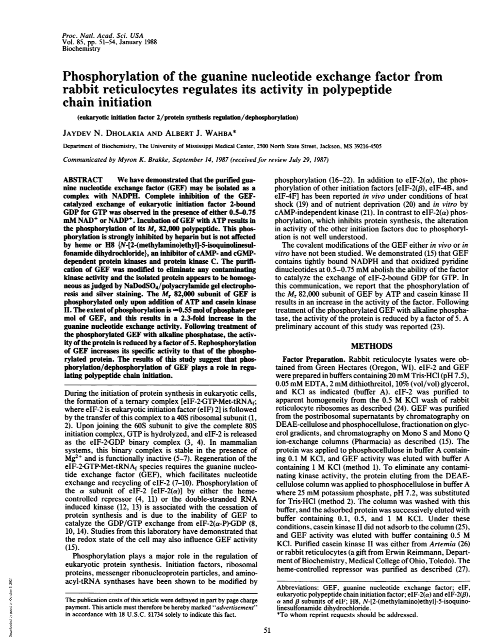 Phosphorylation of the Guanine Nucleotide Exchange Factor From