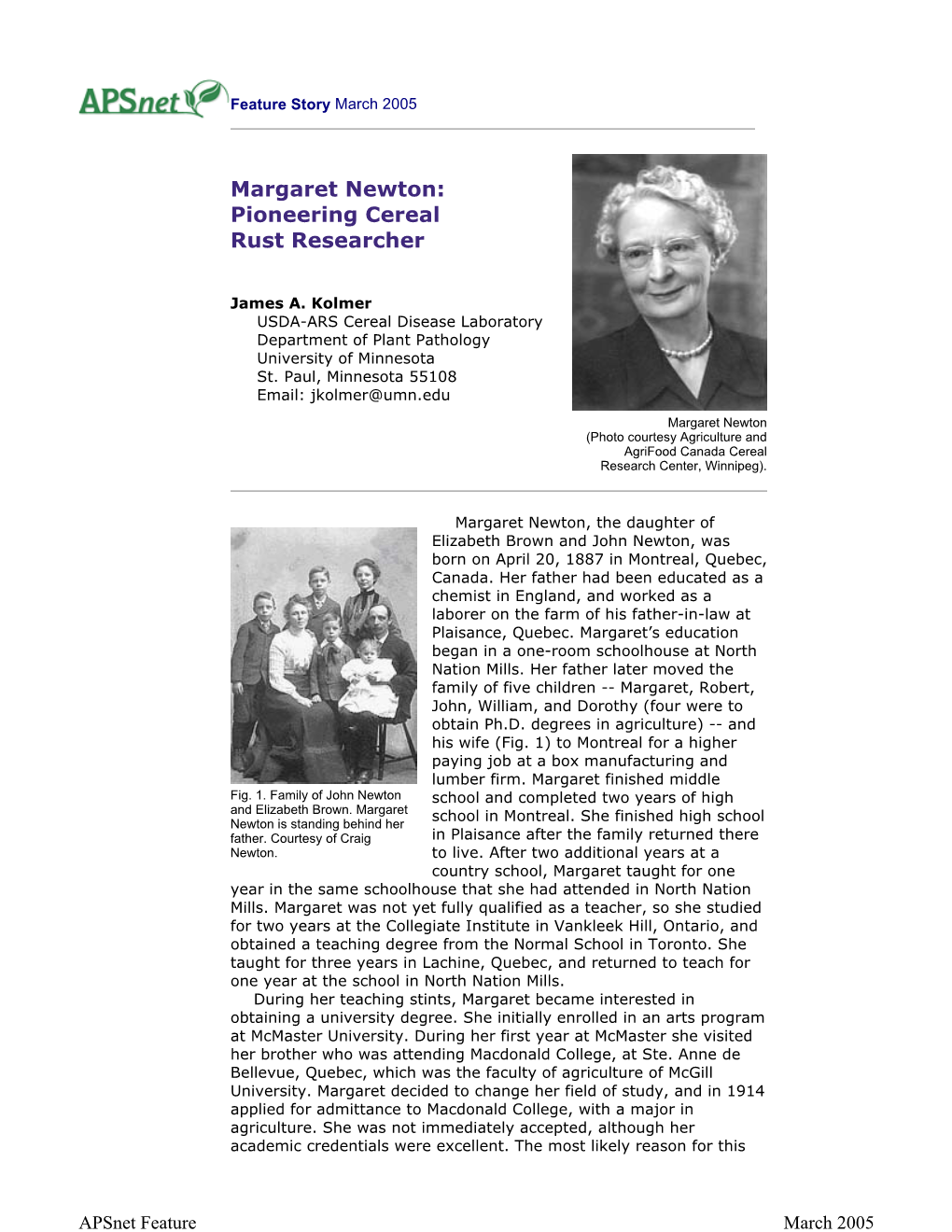 Margaret Newton: Pioneering Cereal Rust Researcher