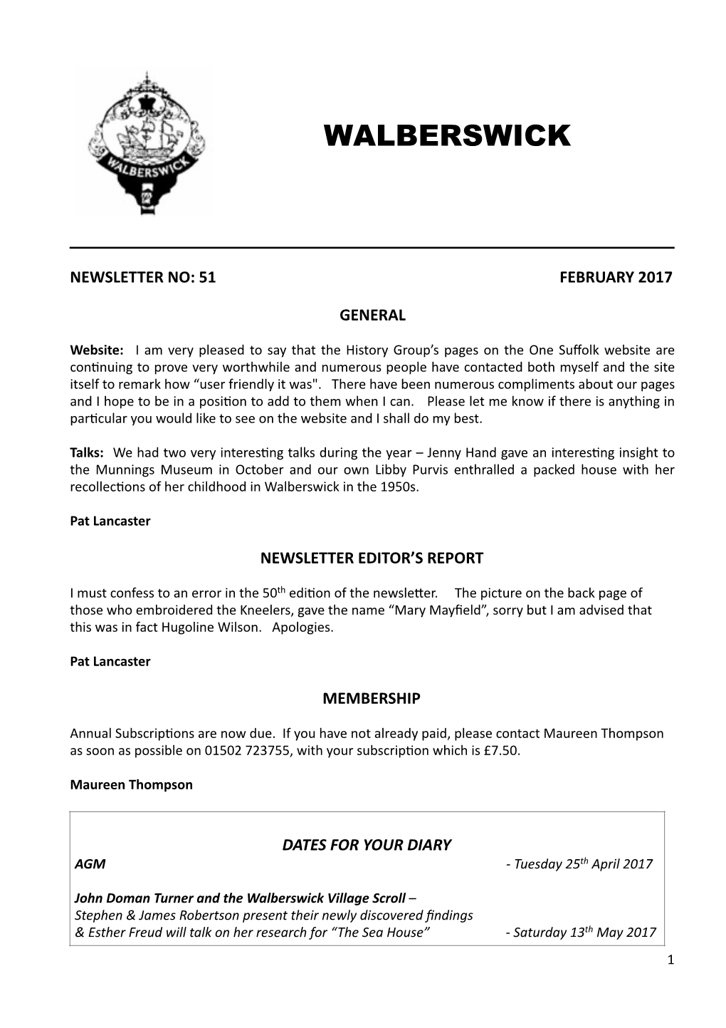 HISTORY GROUP NEWSLETTER FEBRUARY 2017.Pages