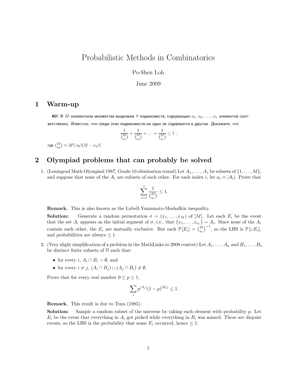Probabilistic Methods in Combinatorics