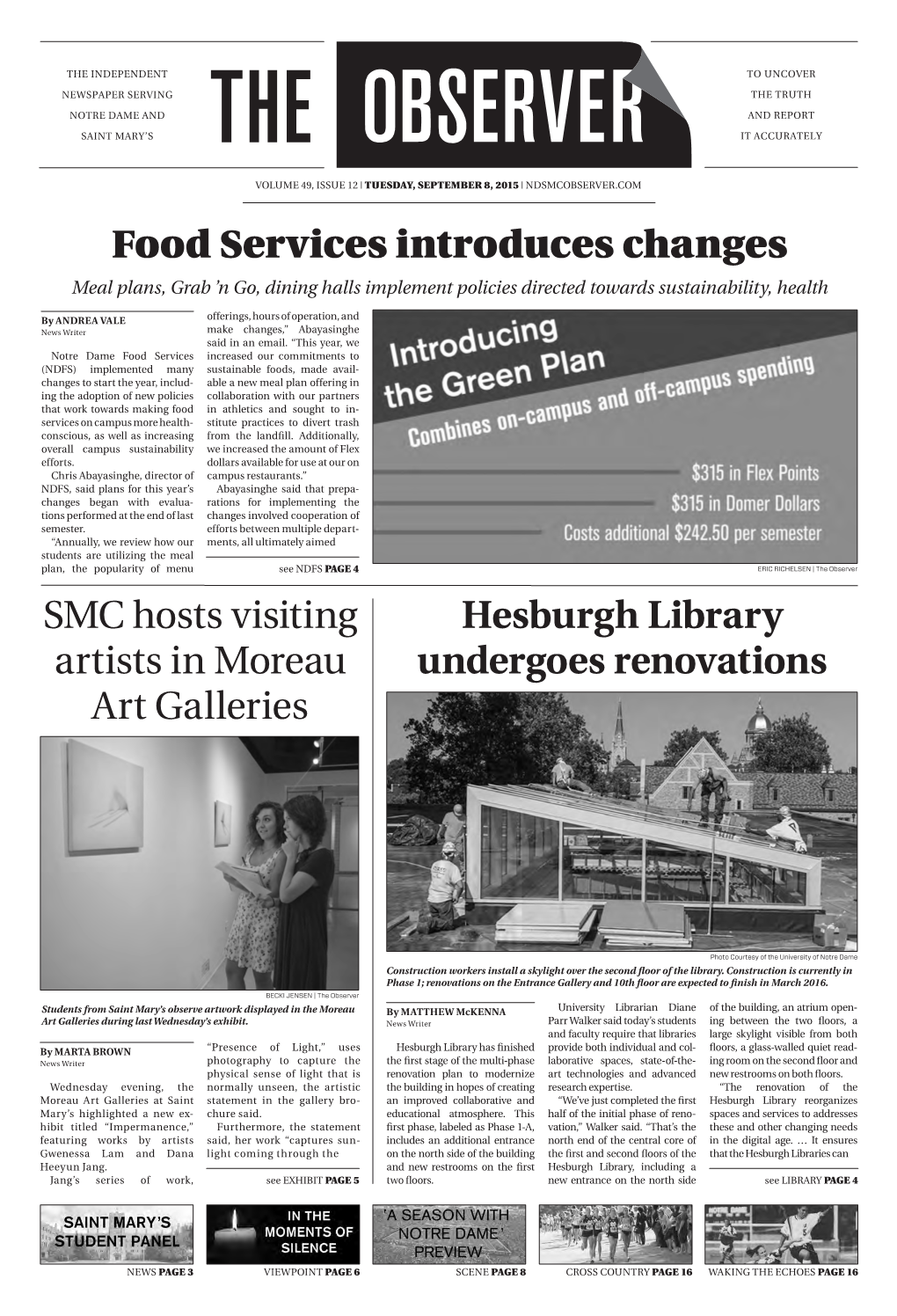 Food Services Introduces Changes Smc Hosts Visiting Artists in Moreau